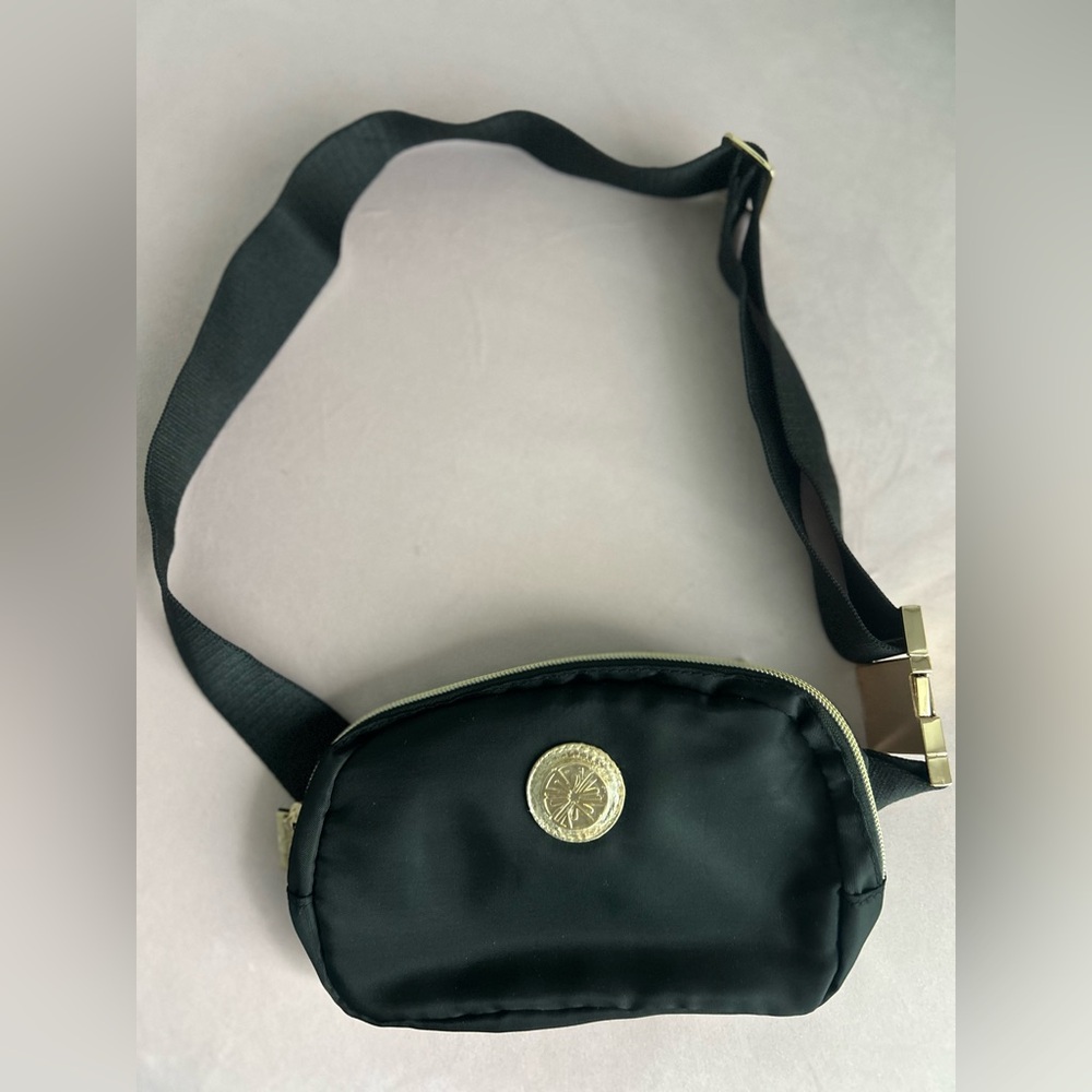 Lilly Pulitzer Black Belt Bag with Gold Details